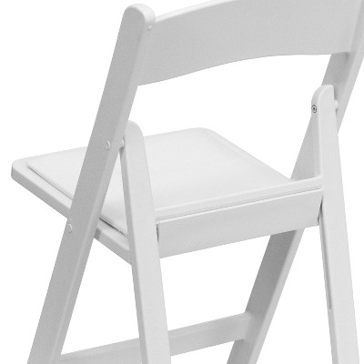 White Resin Folding Chair Set with Vinyl Padded Seat