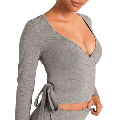 Adore Me Women's Jersey Ballet Wrap Long Sleeve Lounge