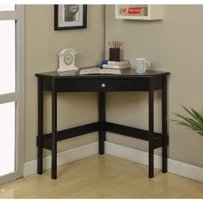 Kings Brand Furniture Wood Corner Desk with Drawer (Black)