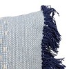 Blue with Navy Fringe 14X36 Hand Woven Filled Pillow - Foreside Home & Garden - 4 of 4