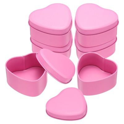 Unique Bargains Heart-Shaped Tinplate Candy Candle Cookie Storage Boxes with Lid 6 Pcs