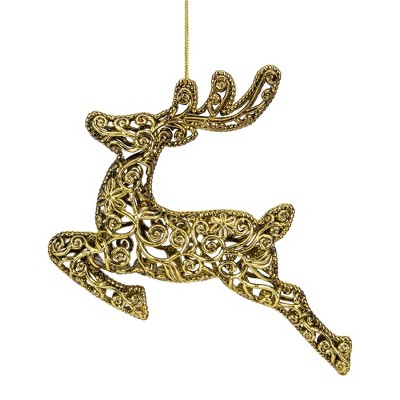 Northlight 7" Gold Filigree Style Leaping Reindeer Christmas Ornament