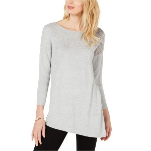 I.N.C International Concepts Womens Mixed-Knit Pullover Sweater, Grey, Large - 1 of 1