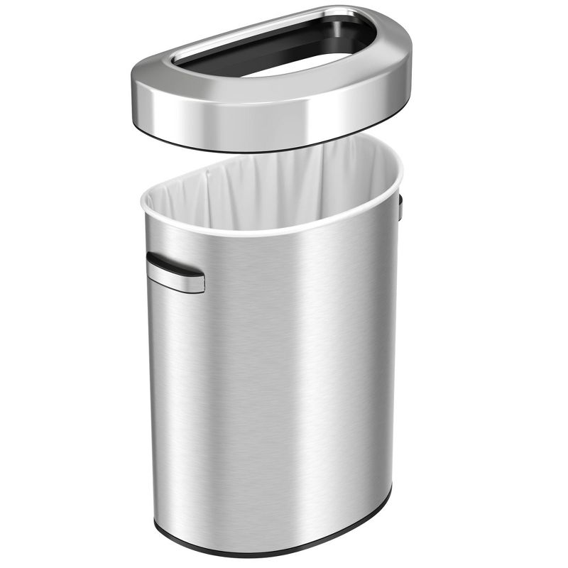 iTouchless Open Top Kitchen Trash Can 18 Gallon Semi-Round Silver Stainless Steel, 3 of 7