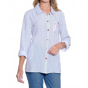 Women's M25508bm Printed Crinkle Woven Shirt - Multiples - 1 of 4