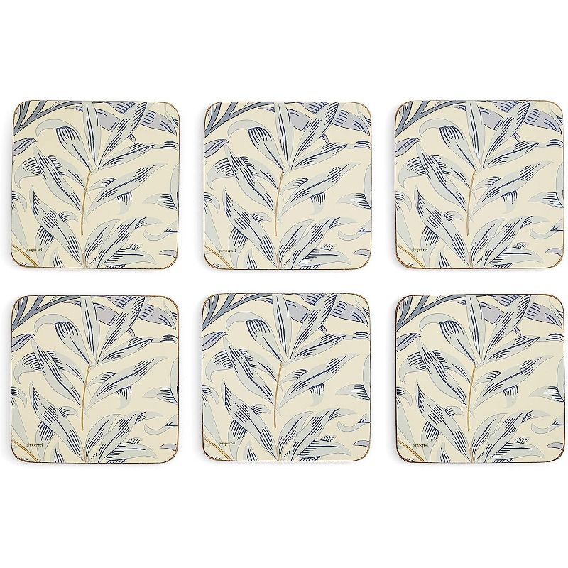 Pimpernel Morris and Co Willow Bough Blue Coasters, Set of 6, Cork Backed Board, Heat and Stain Resistant, Drinks Coaster for Tabletop Protection, 1 of 7