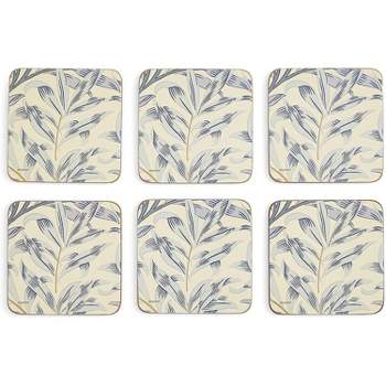 Pimpernel Morris and Co Willow Bough Blue Coasters, Set of 6, Cork Backed Board, Heat and Stain Resistant, Drinks Coaster for Tabletop Protection