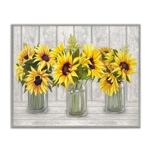 Stupell Industries Three Sunflower Bouquets Country Planks Still Life, 14" x 11" - 1 of 4