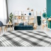 Modern Checkered Rug, Washable and Non-Slip, Thin and Foldable Printed Rug, SSoft Non Shedding Low Pile Floor Covering, Neutral Geometric Rug - 3 of 4