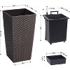 2 Pcs Wicker All-Weather Planters, Heavy Duty Tall Pots with Drainage, Modern Outdoor Decor for Patio & Porch - 2 of 4