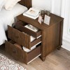 Gulches 2-Piece Fluted Nightstand Set, 3-Drawer Mid Century Modern Wood Side Table with Metal Handles, Walnut Bedside End Table - 2 of 4