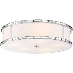 Minka Lavery Industrial Ceiling Light Flush Mount Fixture 20 1/4" Chrome Steel LED Etched White Glass for Bedroom Kitchen Hallway - 1 of 3