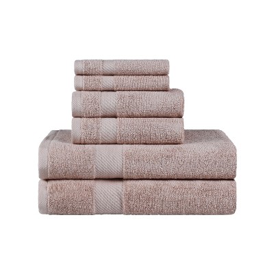 Modern Solid Classic Premium Luxury Cotton 6 Piece Bath, Face, and Hand Towel Set by Blue Nile Mills