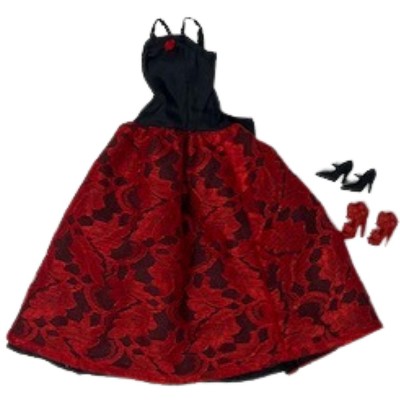 Doll Clothes Superstore Handmade Black and Red Gown for Barbie & 11.5-Inch Fashion Dolls