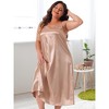Women's Plus Size V Neck Sleeveless Cami Slip Satin Nightgowns - Agnes Orinda - 2 of 4
