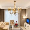 Vintage Distressed White Chandelier with 6 Lights, Elegant Design and Crystal Accents, Home Decor Lighting, 1pc - 4 of 4