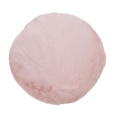 Blush Round Faux Rabbit Fur Accent Pillow