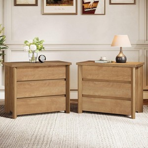 Tribesigns Wood Nightstand with 3 Drawers, Farmhouse Bedside Table with Storage for Bedroom and Small Spaces, Easy Assembly - 1 of 4