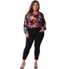 Agnes Orinda Women's Plus Size Fashion Casual Boho Abstract Print V Neck Long Sleeve Chiffon Blouses - 3 of 4