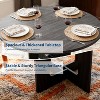 Modern Farmhouse Round Dining Table for 4 – 43" Space-Saving Wooden Pedestal Table – Sturdy Cross Base - 3 of 4