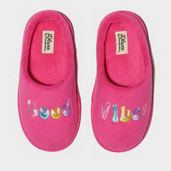 dluxe by dearfoams Kids' Good Vibes Slide Slippers - Hot Pink