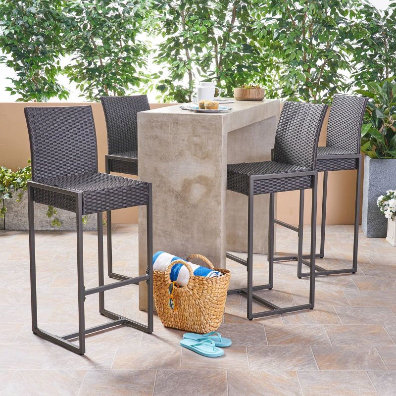 Conway 4pk Wicker 30&#34; Bar Stools Dark Brown - Christopher Knight Home, 3 of 10
