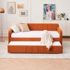 Twin Daybed with Trundle - Upholstered Orange Sofa Sleeper, Wood Slat Support & Space-Saving Design for Small Spaces & Guest Rooms - 4 of 4