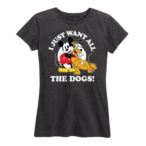 Women's - Disney - Mickey Mouse and Pluto I Just Want All The Dogs Short Sleeve Graphic T-Shirt - 1 of 4