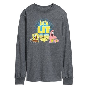 Men's - SpongeBob SquarePants - It's Lit Hanukkah Long Sleeve Graphic T-Shirt - 1 of 4