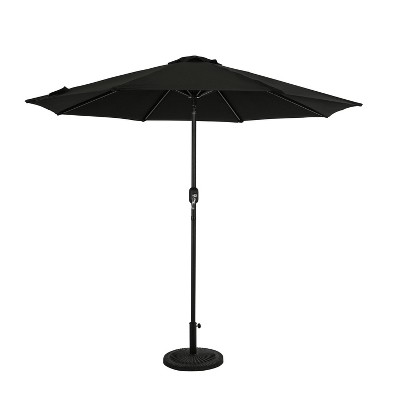 9' Mirage II Market Patio Umbrella with Auto-Tilt Black - Island Umbrella