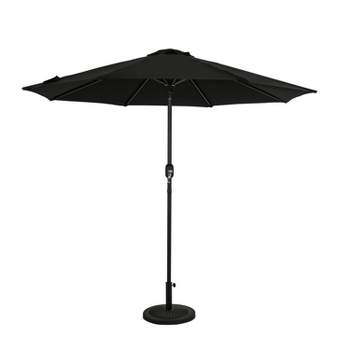 9' x 9' Mirage II Market Patio Umbrella with Auto-Tilt Black - Island Umbrella