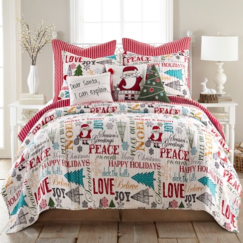 Santa Claus Lane Holiday Quilt Set One Full queen Quilt And Two Standard Pillow Shams White Levtex Home Target