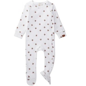 MiniMoi Baby and Toddler Girls Ribbed "Flower Bud" Cotton Rich Footie - 1 of 2