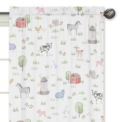 Farm Animals Multicolor Sheer Polyester Nursery Curtain Panels