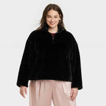Women's Faux Fur Quarter Zip Sweatshirt - A New Day™
