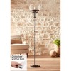 Franklin Iron Works Industrial Torchiere Floor Lamp with USB Charging Port 72 1/2" Tall Oil Rubbed Bronze Glass Shade Living Room - 2 of 4
