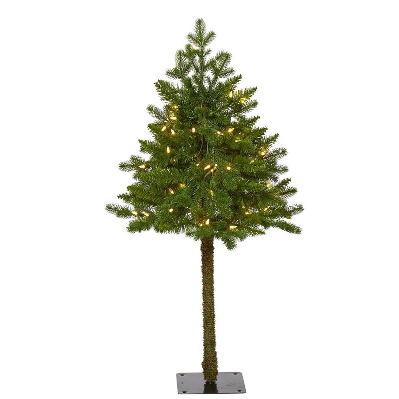 3ft Nearly Natural Pre-Lit LED Swiss Alpine Artificial Christmas Tree Clear Lights, 1 of 7