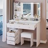 CAVINAS Dressing Table + Cushion Stool Vanity Desk with Mirror Modern White Vanity with Mirror for Bedroom, Dressing Room - 2 of 4