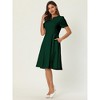 Hobemty Women's Office Split Neck Short Sleeve Work A-Line Dress - 3 of 4