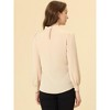 INSPIRE CHIC Women's Office Keyhole Elegant Stand Collar Long Sleeve Back Neck Button Blouse - 4 of 4