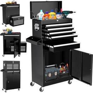 5 Drawer 2 In 1 Detachable Tool Box,Heavy Duty Rolling Tool Chest Cabinet,Portable Mobile Workbench Organizer - 1 of 4