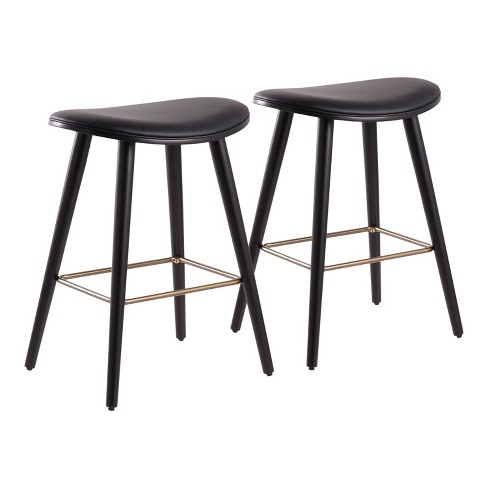 26 Saddle Counter Height Barstools, Black And Gold Leather Counter Stools