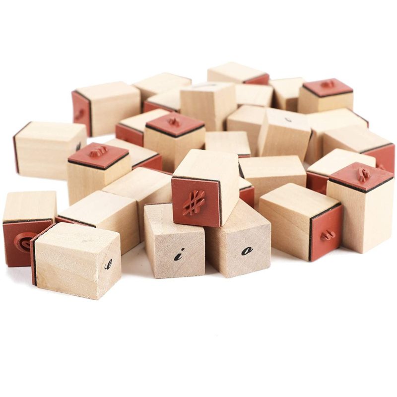 Juvale 60-Pack Wood Rubber Stamps, Cursive Alphabet Stamp Set, 0.6 x 0.6 x 0.9 In, 3 of 4