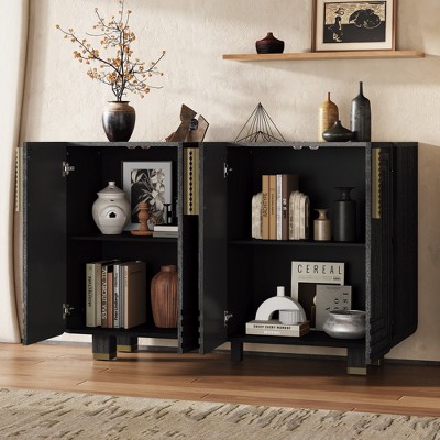 APRILSOUL 54" Retro Buffet, 4-Door Vintage Fluted Sideboard with Adjustable Shelves, Storage for Dining Room/Kitchen/Living Room