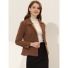 INSPIRE CHIC Women's Peter Pan Collar Double Breasted Long Sleeve Short Peacoat - 3 of 4