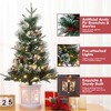 3FT Pre-Lit Artificial Christmas Tree Tabletop with 78 Warm White Lights, Flocked Potted Christmas Tree, Battery Operated, for Front Door, Porch - 3 of 4