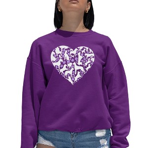 LA Pop Art Dog Heart - Women's Word Art Crewneck Sweatshirt - 1 of 4
