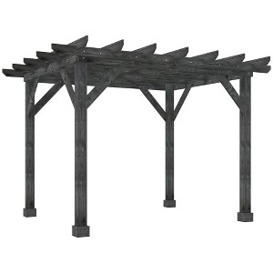 Outsunny Outdoor Pergola Gazebo, 100% Wood Pergola Suitable for Patio, Deck, Garden, Gazebo, Perfect for BBQs, Parties, Picnics, Black - 1 of 4