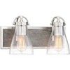 Minka Lavery Industrial Wall Light Sconce Nickel Shale Wood Hardwired 15 1/2" 2-Light Fixture Clear Seeded Glass Shade for Bedroom - 3 of 3