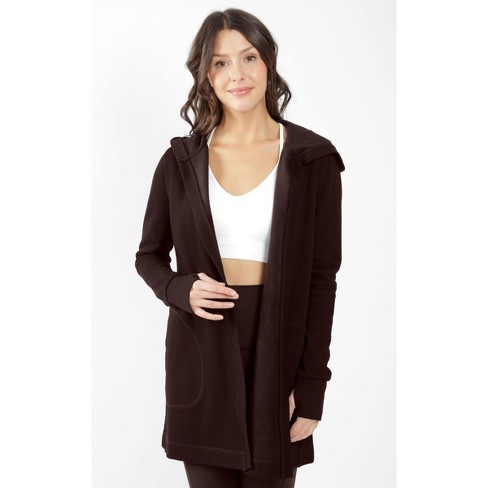90 Degree By Reflex - Women's Heavy Fleece Open Hooded Cardigan - Java -  Small : Target